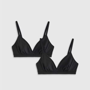 Quince Second Skin Bralette Crossover S Black NWOT